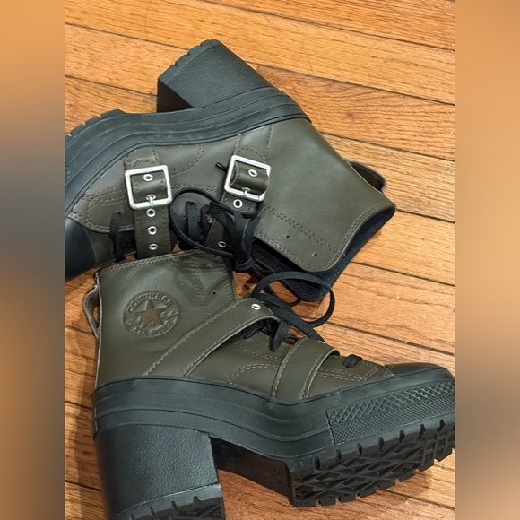 Converse Chuck 70 De Luxe Heel Leather & Buckles High Top Platform Boots Sz 8 - Picture 3 of 14